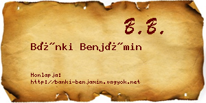Bánki Benjámin névjegykártya